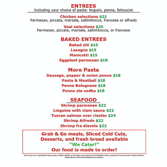 Entree Menu