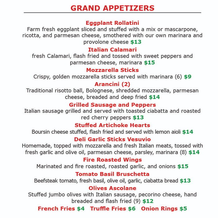 Appetizer Menu