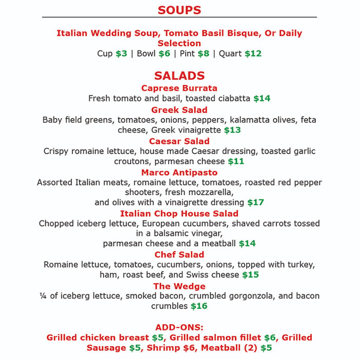 Soups Menu